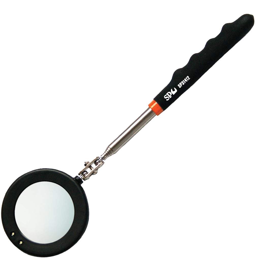 2LED TELESCOPING INSPECTION MIRROR ROUND 11&quot;- 34&quot;