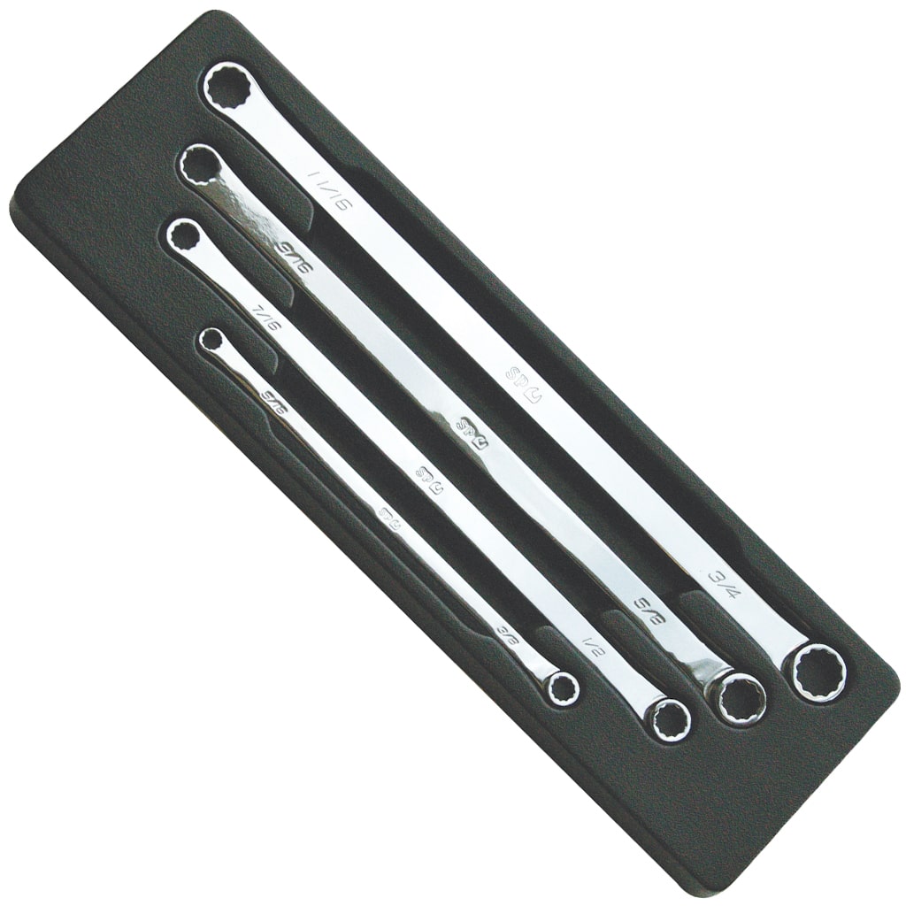 4PC 12PT SAE FLAT DRIVE DOUBLE BOX WRENCH SET - 0° OFFSET