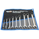 9PC METRIC QUAD DRIVE REVERSIBLE GEAR DRIVE WRENCH SET - 15° OFFSET
