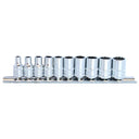 10PC 1/4" DRIVE 12PT METRIC SOCKET RAIL
