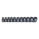 11PC 1/2" DRIVE 6PT SAE IMPACT SOCKET RAIL