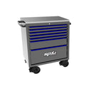 34" 7 Drawer Single Bank Tool Box Light Grey w/ Blue Trim