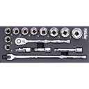 15PC TECH SERIES METRIC SOCKET SET w/ CARBON FIBER EVA FOAM