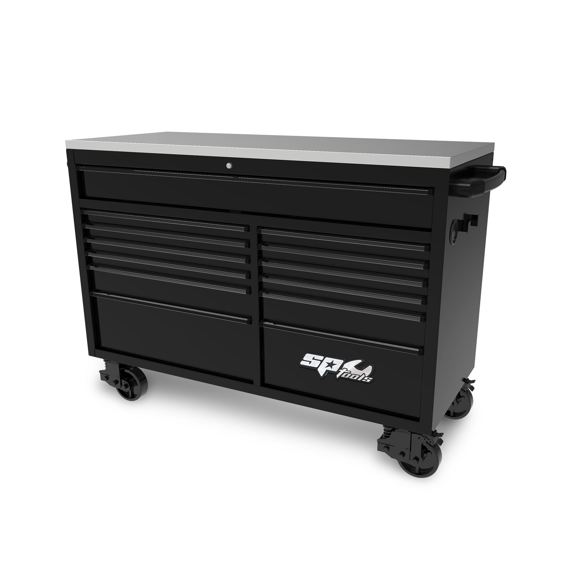 59" 13 Drawer Double Bank Toolbox Matte Black w/ Red Trim