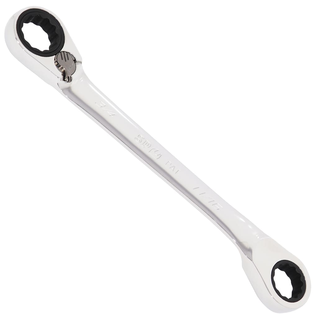 11/16&quot; X 3/4&quot; SAE REVERSIBLE GEAR DRIVE DOUBLE BOX WRENCH - 15° OFFSET