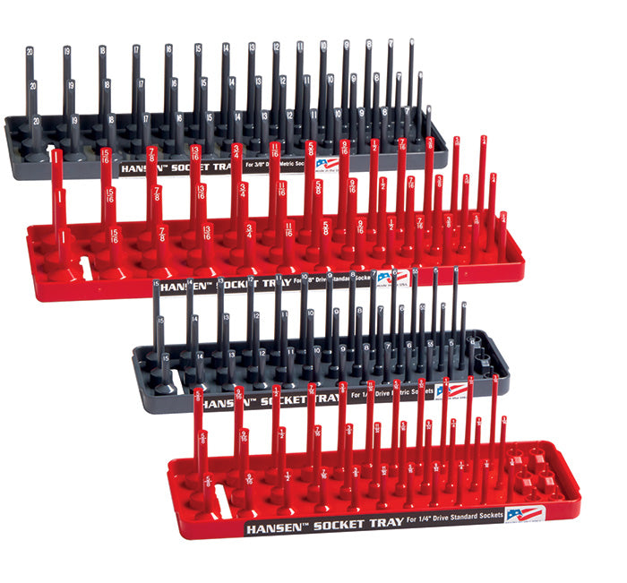 4 Pack 3 Row Socket Holders - Red &amp; Grey
