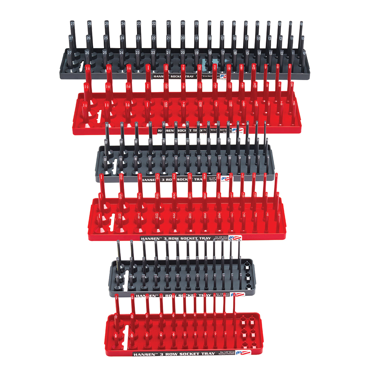 6 Pack 3 Row Socket Holders - Red &amp; Grey