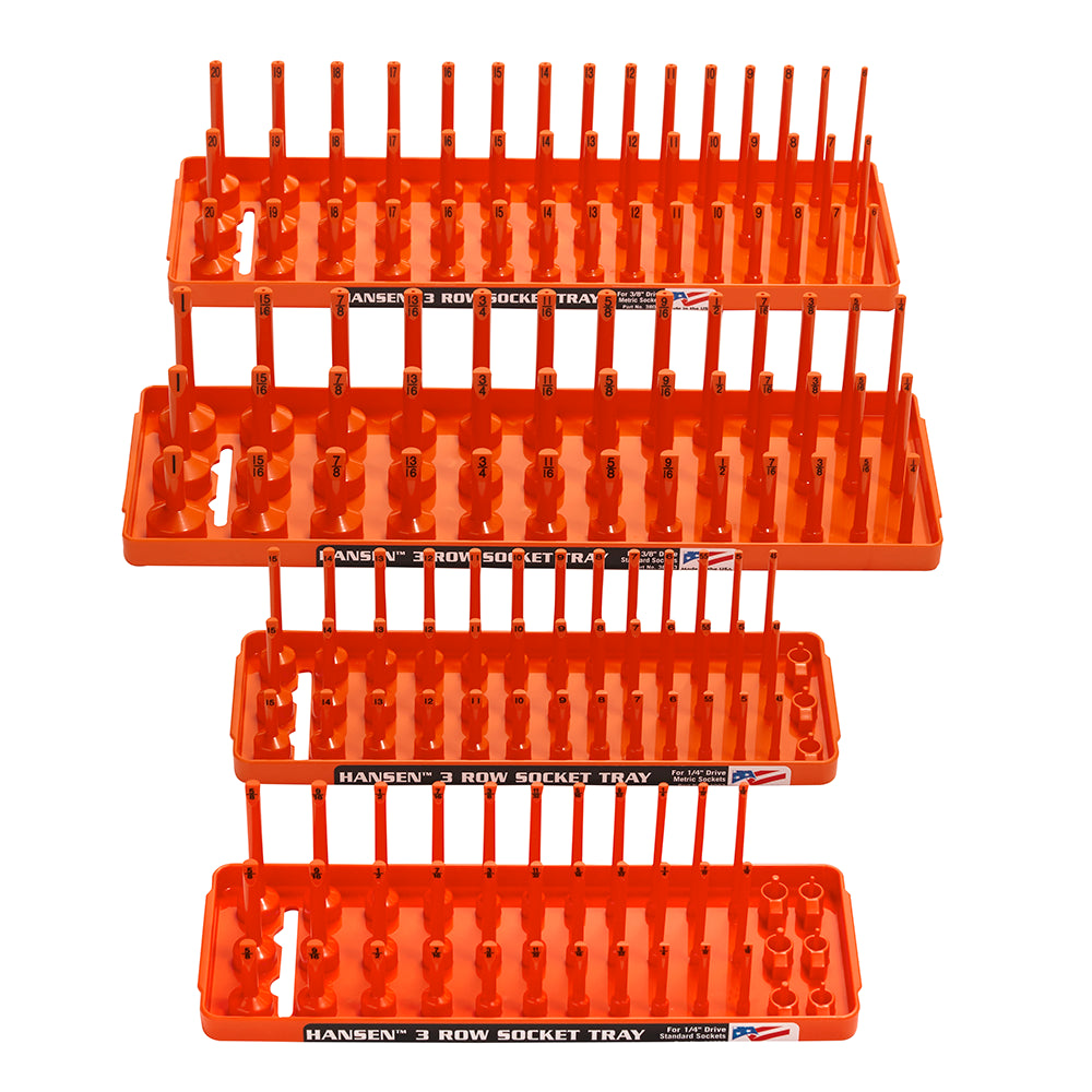 4 Pack 3 Row Socket Holders - Orange