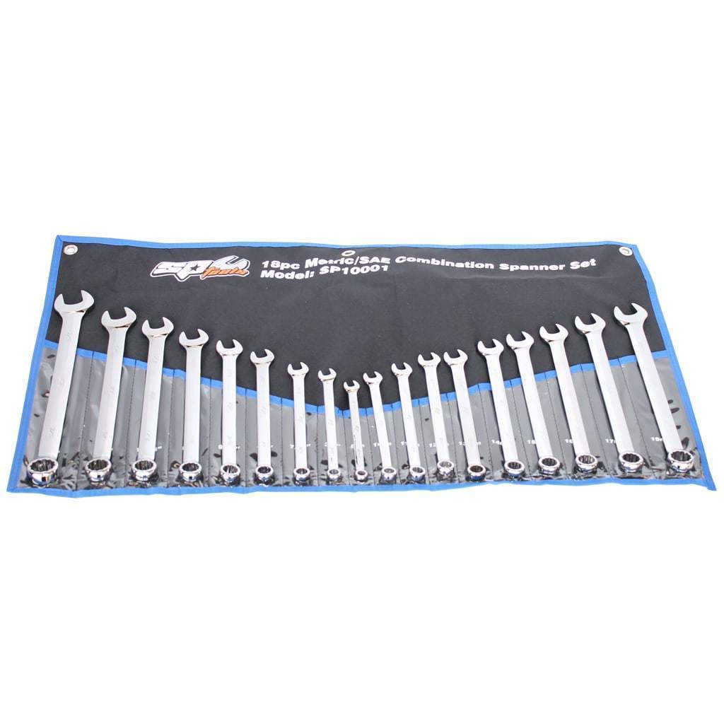 18PC METRIC/SAE QUAD DRIVE° COMBINATION WRENCH SET