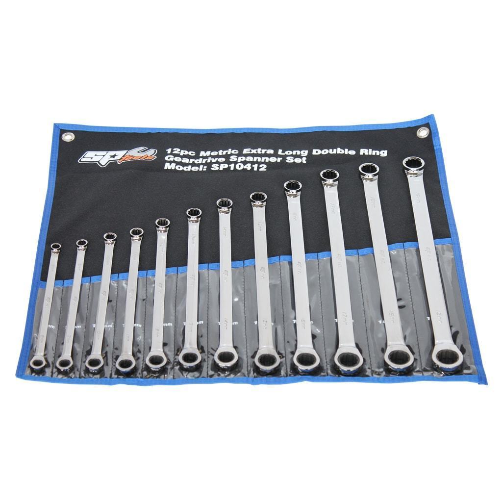 12PC METRIC EXTRA-LONG FLAT DRIVE° GEAR DRIVE DOUBLE BOX WRENCH SET - 0° OFFSET