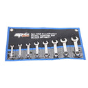 8PC SAE QUAD DRIVE STUBBY COMBINATION WRENCH SET 15° offset