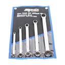 5PC 12PT SAE FLAT DRIVE DOUBLE BOX WRENCH SET - 40° OFFSET