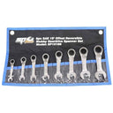 8PC SAE QUAD DRIVE STUBBY REVERSIBLE GEAR DRIVE WRENCH SET - 15° OFFSET