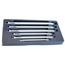 6PC METRIC EXTRA-LONG FLAT DRIVE DOUBLE BOX WRENCH SET - 15° OFFSET