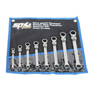8PC METRIC REVERSIBLE LOCKING FLEX-HEAD GEAR DRIVE DOUBLE BOX WRENCH SET