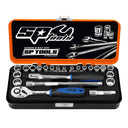 23PC 1/4" DRIVE 12PT METRIC/SAE SOCKET SET