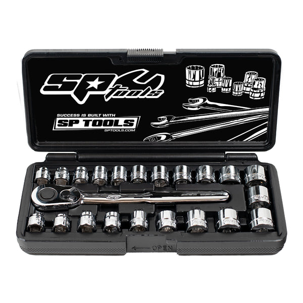 22PC 3/8" DRIVE LOW PROFILE METRIC/SAE SOCKET SET