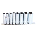 8PC 3/8" DRIVE 12PT SAE DEEP SOCKET RAIL