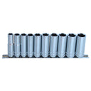 10PC 3/8" DRIVE 6PT METRIC DEEP SOCKET RAIL