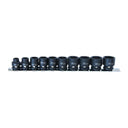 11PC 3/8" DRIVE 6PT METRIC STUBBY IMPACT SOCKET RAIL