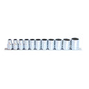 11PC 1/2" DRIVE 12PT SAE SOCKET RAIL