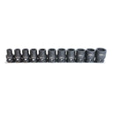 11PC 1/2" DRIVE 6PT METRIC IMPACT SOCKET RAIL
