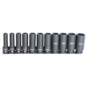 11PC 1/2" DRIVE 6PT SAE DEEP IMPACT SOCKET RAIL