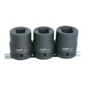 3PC 3/4" DRIVE METRIC DOUBLE SQUARE IMPACT SOCKET RAIL