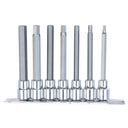7PC 3/8" DRIVE METRIC EXTRA-LONG HEX BIT SOCKET RAIL