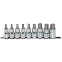 9PC 1/2" DRIVE SAE HEX BIT SOCKET RAIL