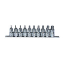 10PC 1/2" DRIVE TORX BIT SOCKET RAIL SET