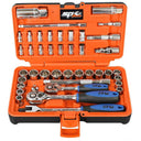 42PC 1/4" & 3/8" DRIVE 12PT METRIC/SAE SOCKET SET IN X-CASE