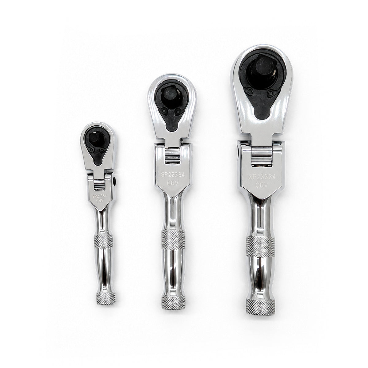 3PC 1/4”, 3/8”, & 1/2”DR STUBBY FLEX HEAD RATCHET SET - SP29315
