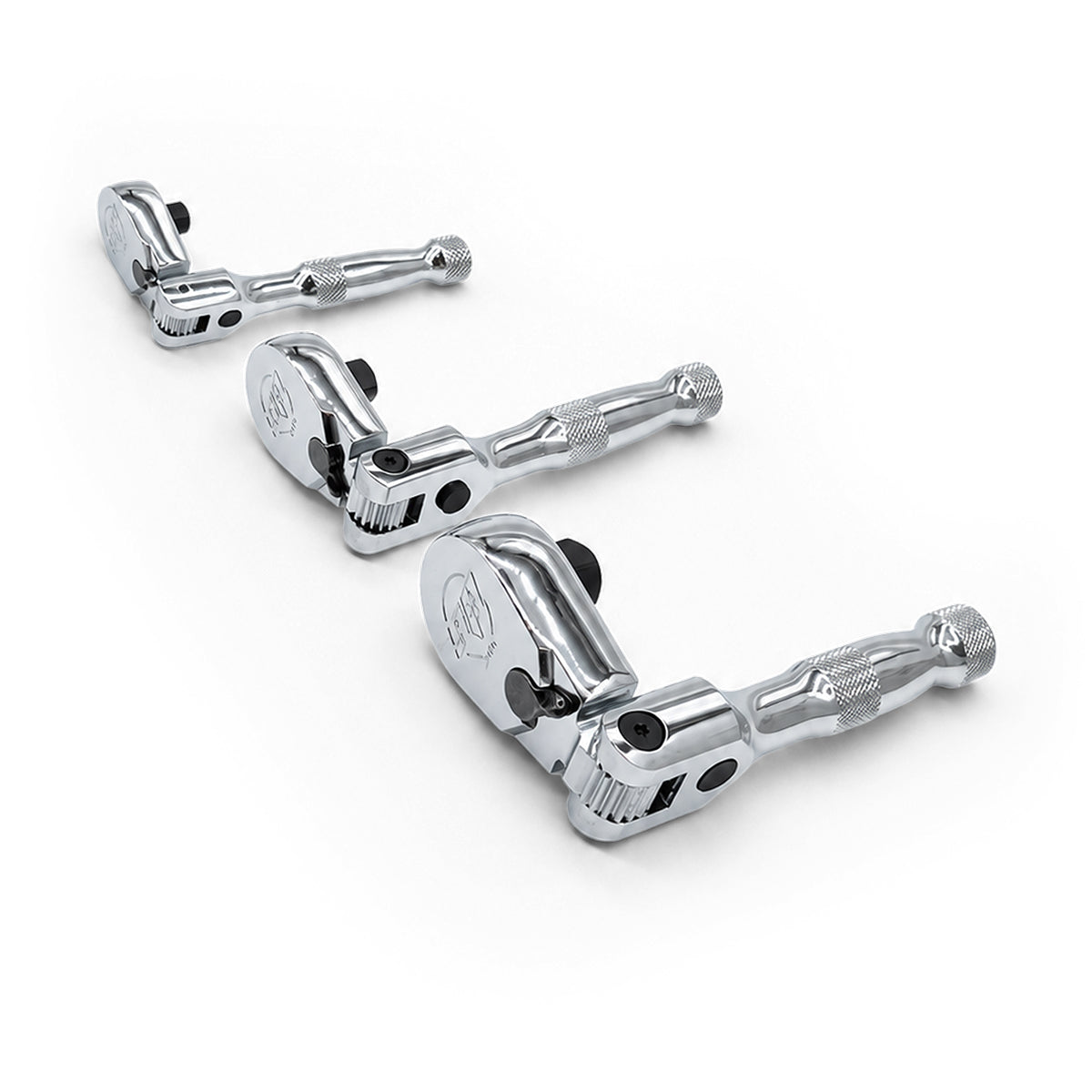 3PC 1/4”, 3/8”, & 1/2”DR STUBBY FLEX HEAD RATCHET SET - SP29315