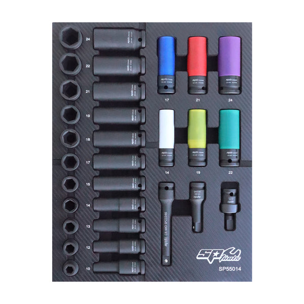 31PC 1/2"DR IMPACT SOCKET SET w/ CARBON FIBER EVA FOAM - SP55014