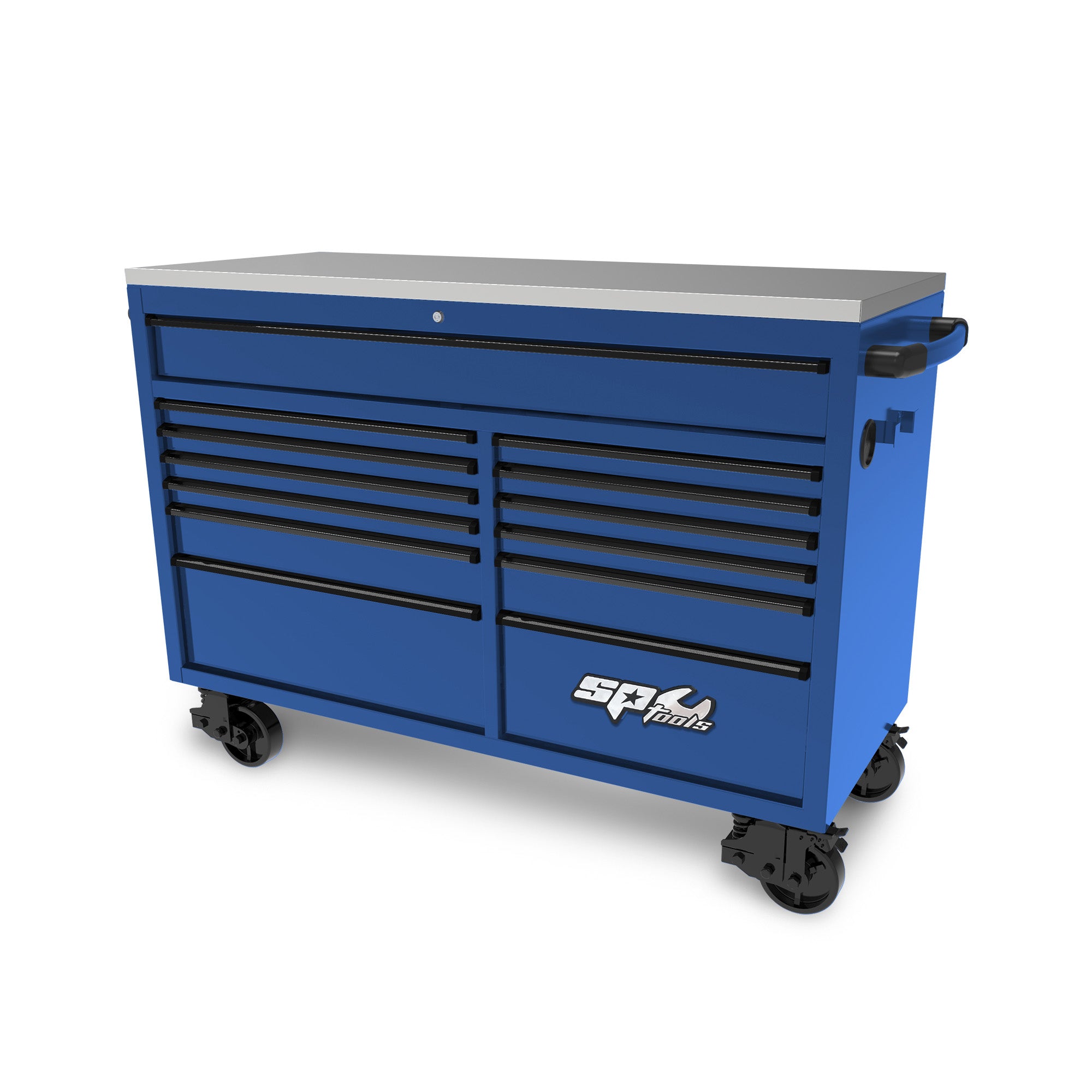 59 13 Drawer Double Bank Toolbox Blue w/ Black Trim - SP Tools
